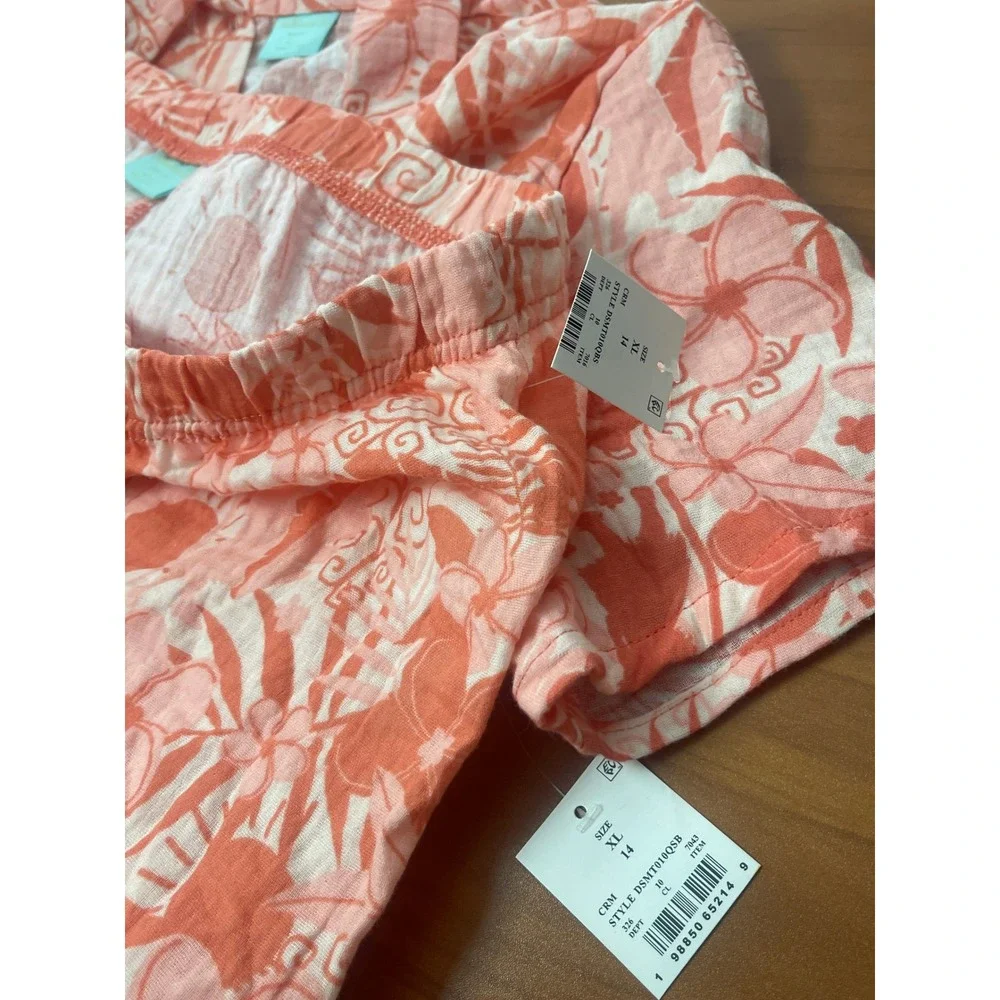 2-Sets Bluey and Moana Girls Cotton Gauze Shirt & Shorts Sets Cotton XL Size 14
